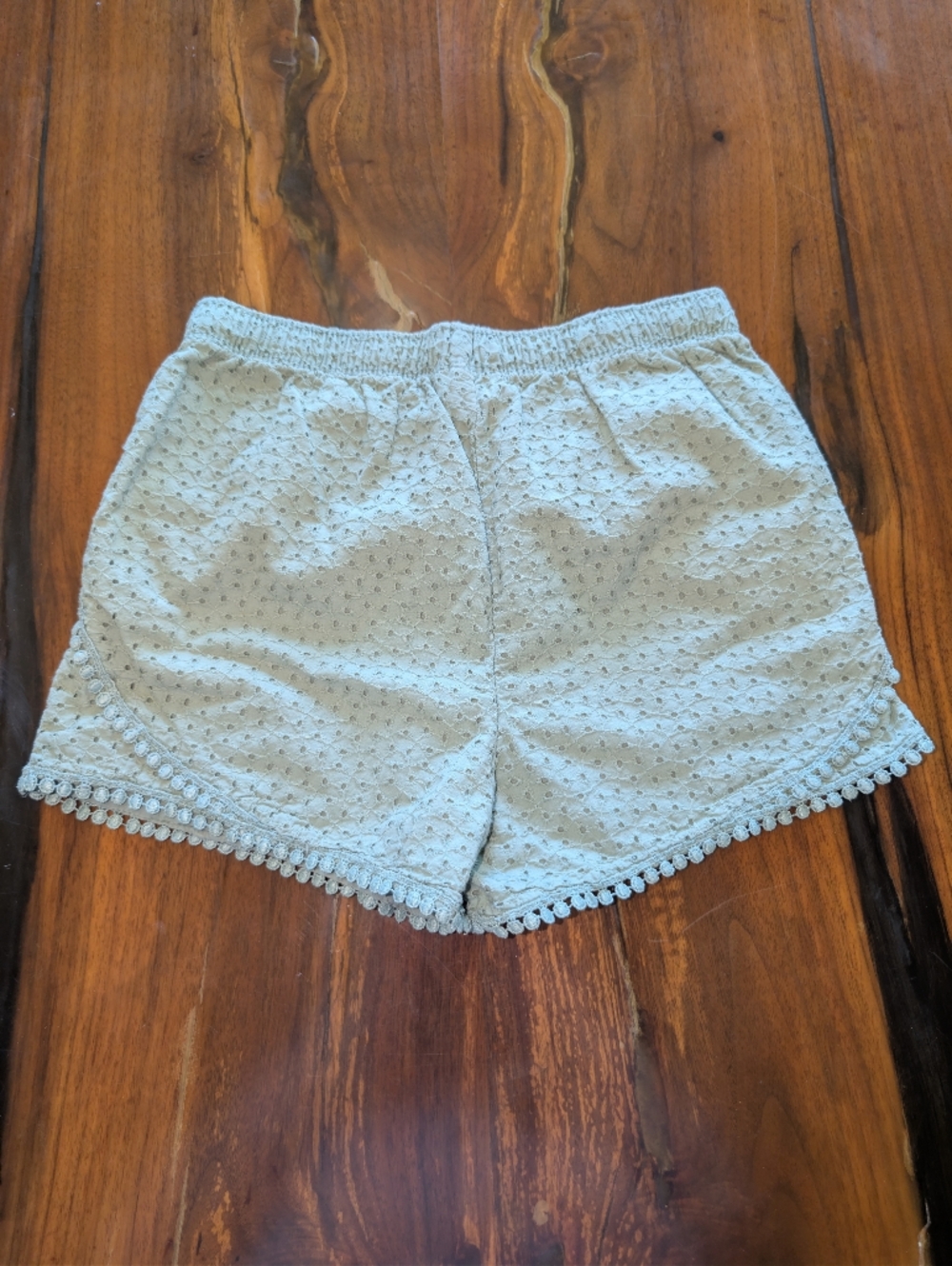 Green Eyelet Shorts - Picture 4 of 4